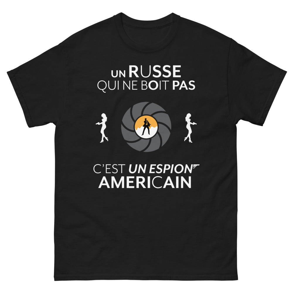 T-shirt Russie noir - espionnage américain humoristique