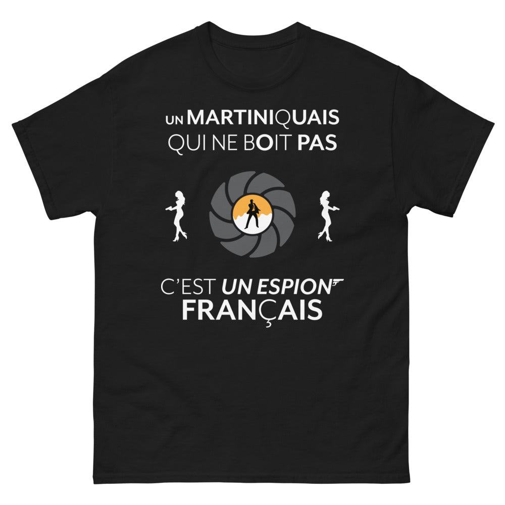 T-shirt Martiniquais noir - espion français sans cocktail humour