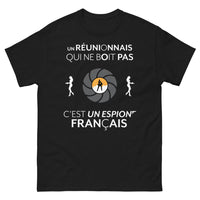 Thumbnail for T-shirt Réunion noir - L'espion français qui ne boit pas.