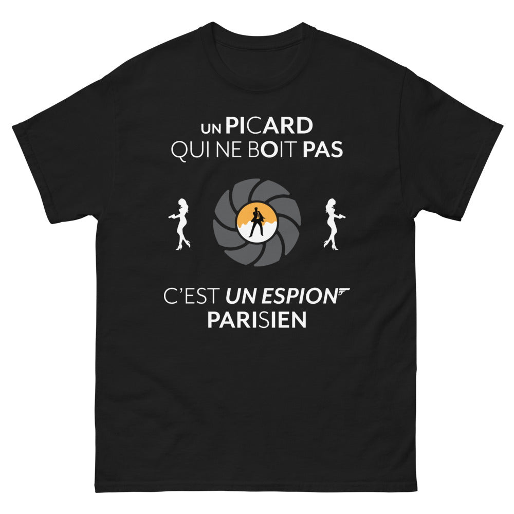 T-shirt Picardie noir - Un Picard qui ne boit pas, c'est un espion parisien