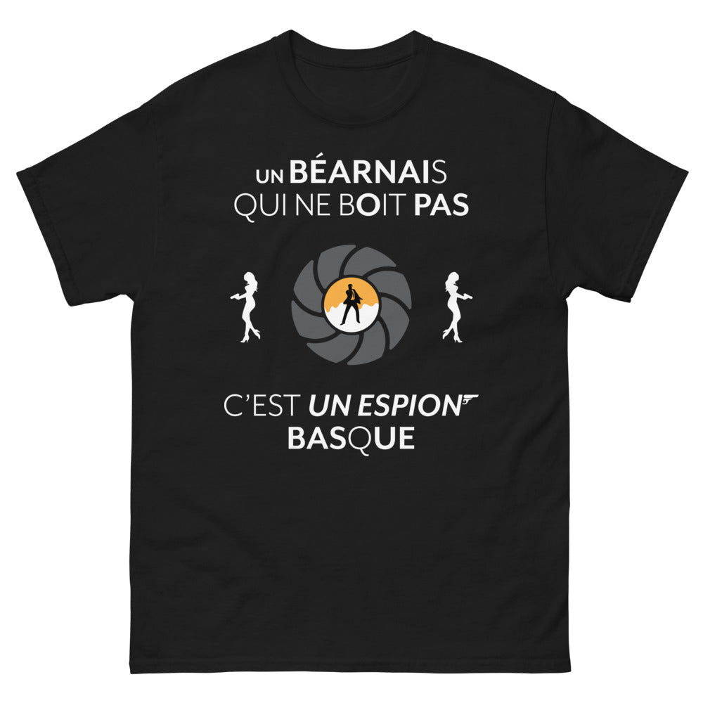 T-shirt Béarnais Basque noir - Un Béarnais qui ne boit pas