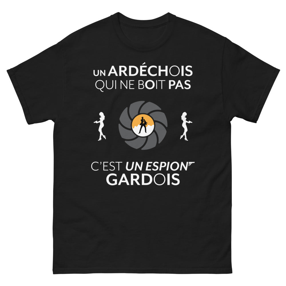 T-shirt Ardèche noir - ardéchois espion gardois