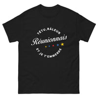 Thumbnail for T-shirt Réunion noir - Réunionnais têtu et râleur