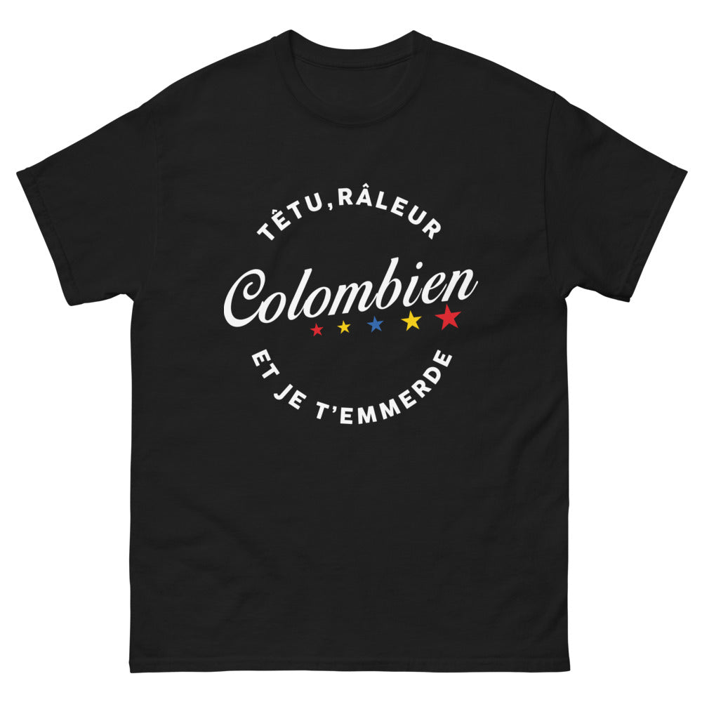 T-shirt Colombien noir - têtu râleur et je t'emmerde