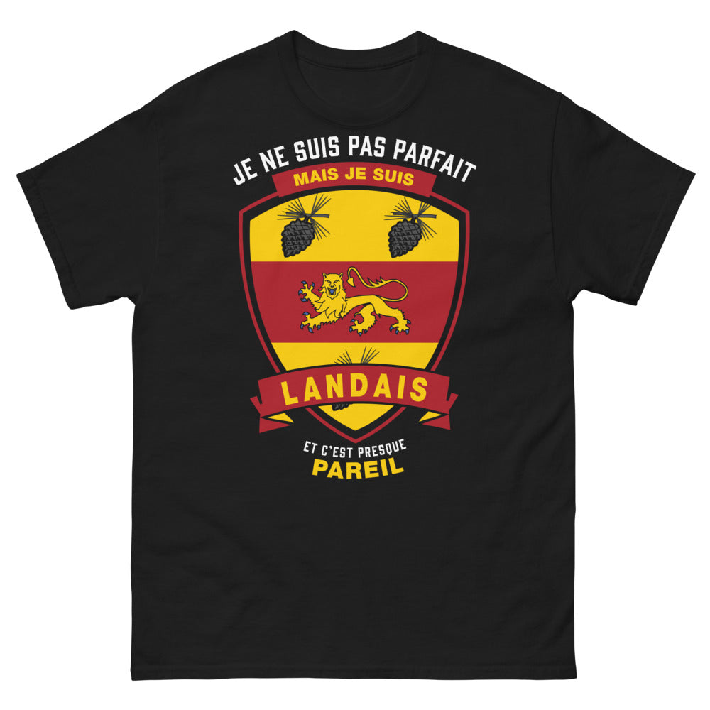 T-shirt Landes noir face - Je ne suis pas parfait mais je suis Landais