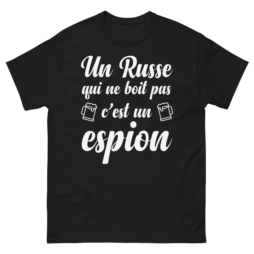 T-shirt Russie noir - Un espion qui ne boit pas