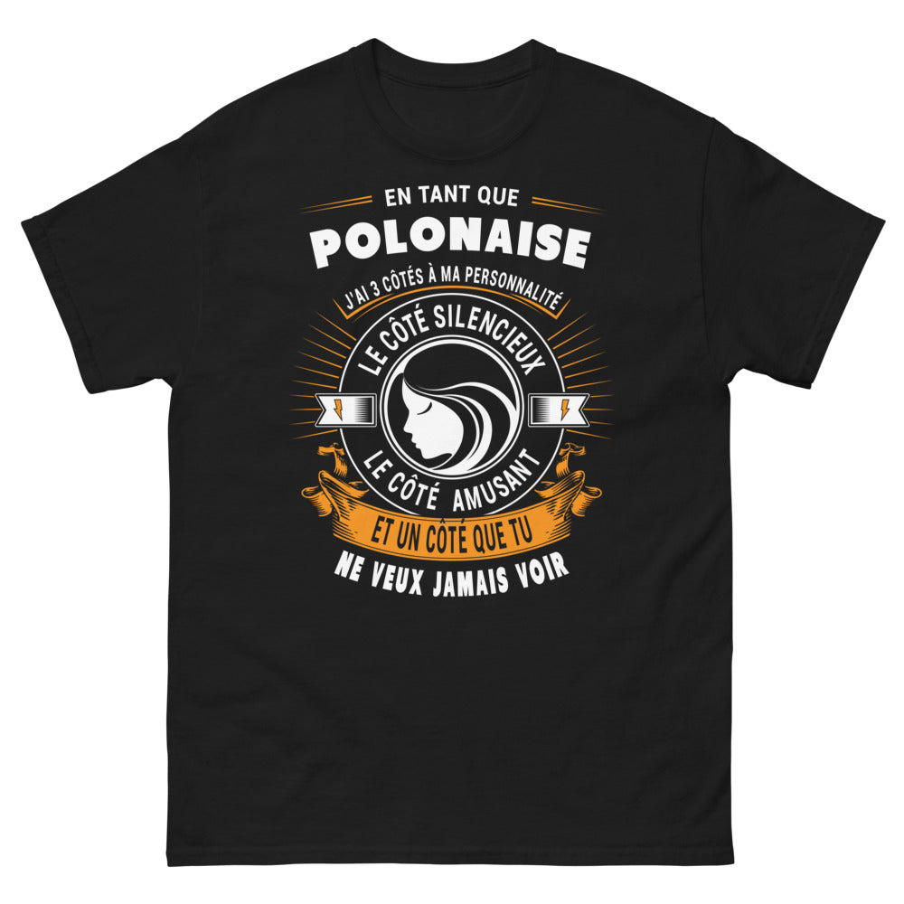 T-shirt Polonaise noir - silencieux, amusant et audacieux