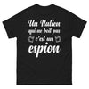 T-shirt Italie noir - Un Italien qui ne boit pas, c'est un espion