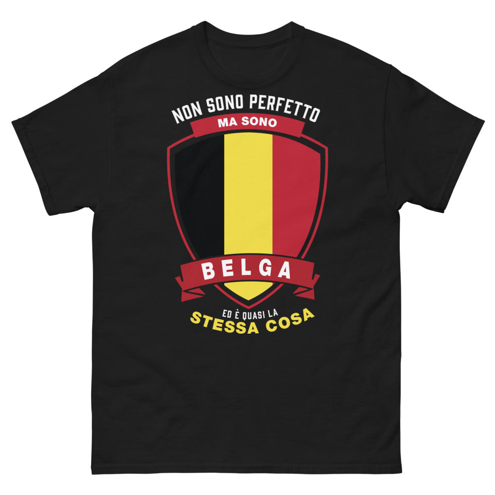 T-shirt Belge noir face - Non Sono Perfetto Ma Sono Belga