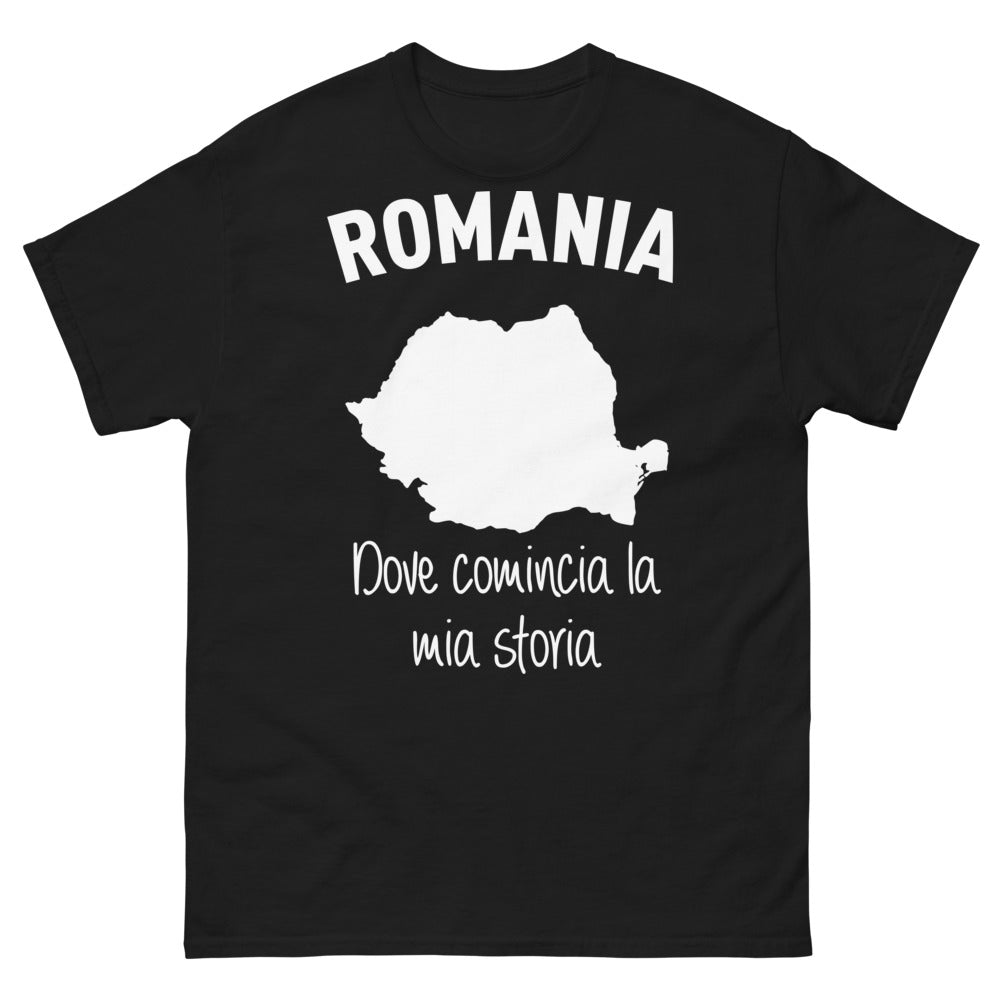 T-Shirt Romania Nero - Dove comincia la mia storia