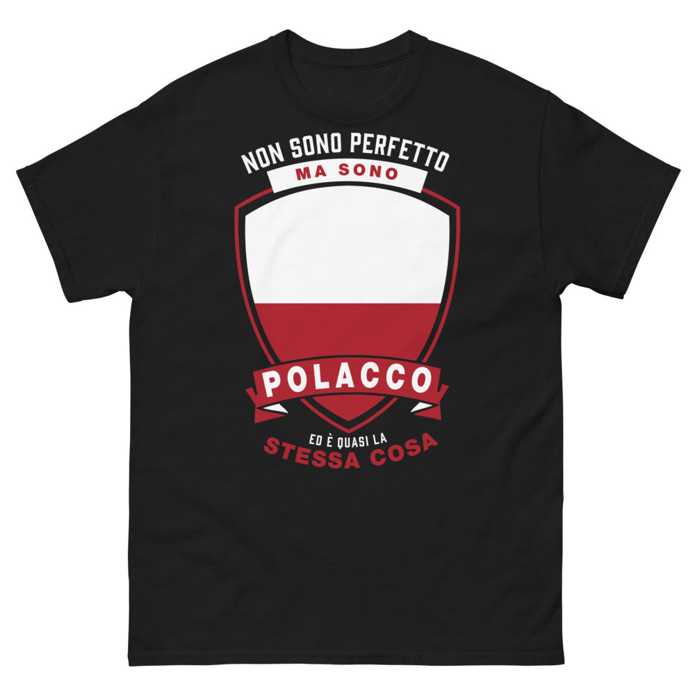 T-shirt Pologne noir - Non sono perfetto ma sono polacco