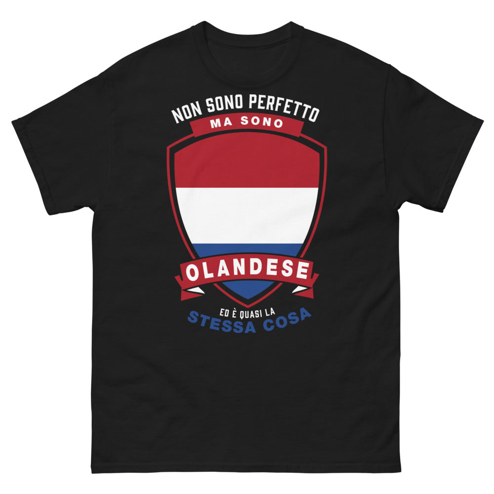 T-Shirt Olandese Nero faccia - Non sono perfetto, ma olandese
