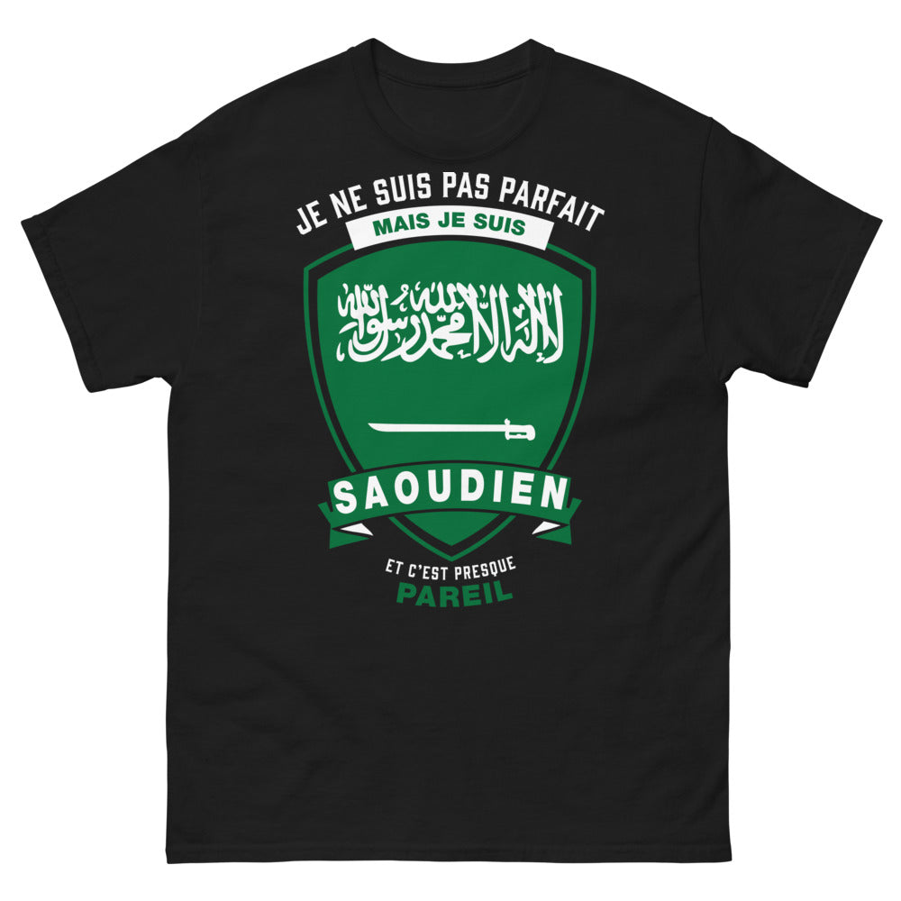 T-shirt Saoudien noir - Je ne suis pas parfait mais je suis Saoudien
