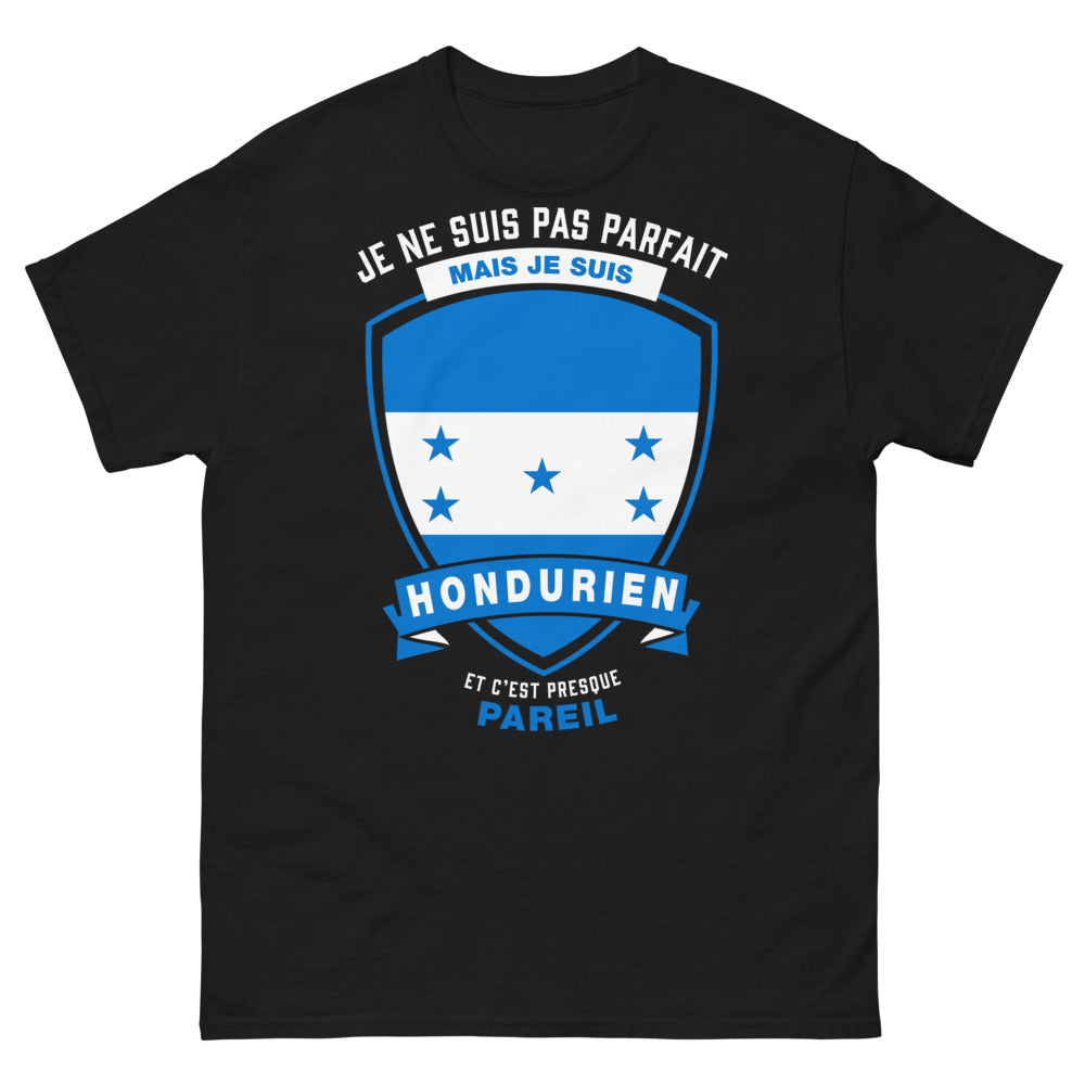 T-shirt Hondurien noir face - Je ne suis pas parfait mais je suis Hondurien et c'est presque pareil
