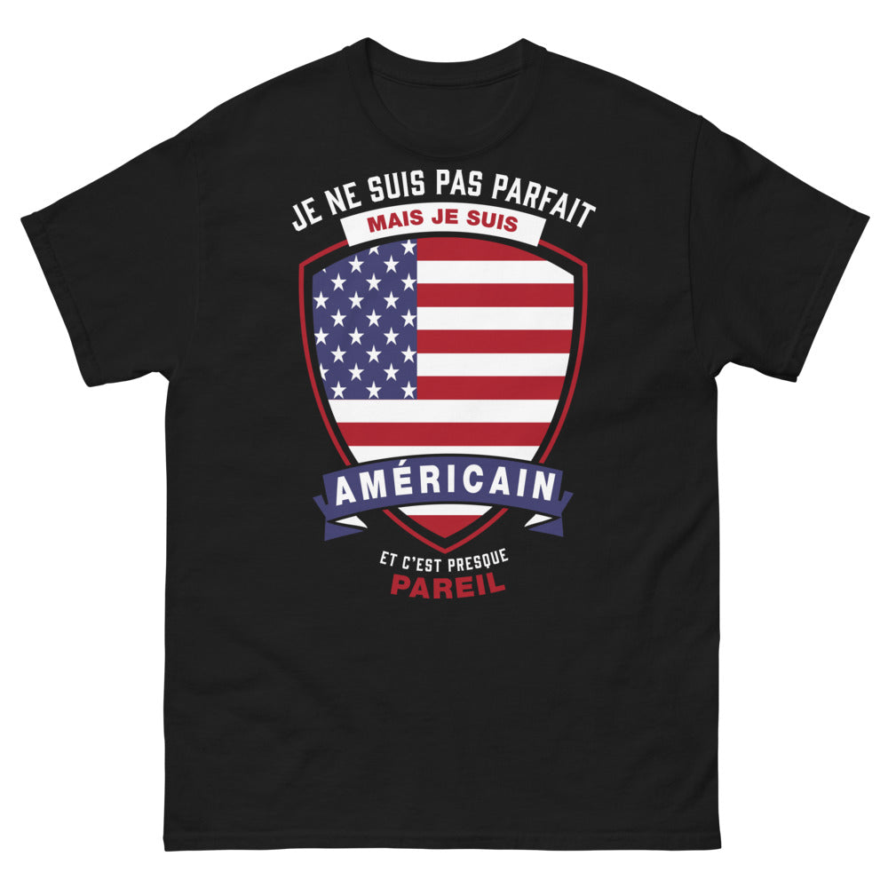 T-shirt Américain noir - presque parfait mais américain