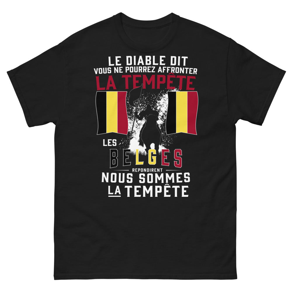 T-shirt Belgique noir - tempête et fierté belge