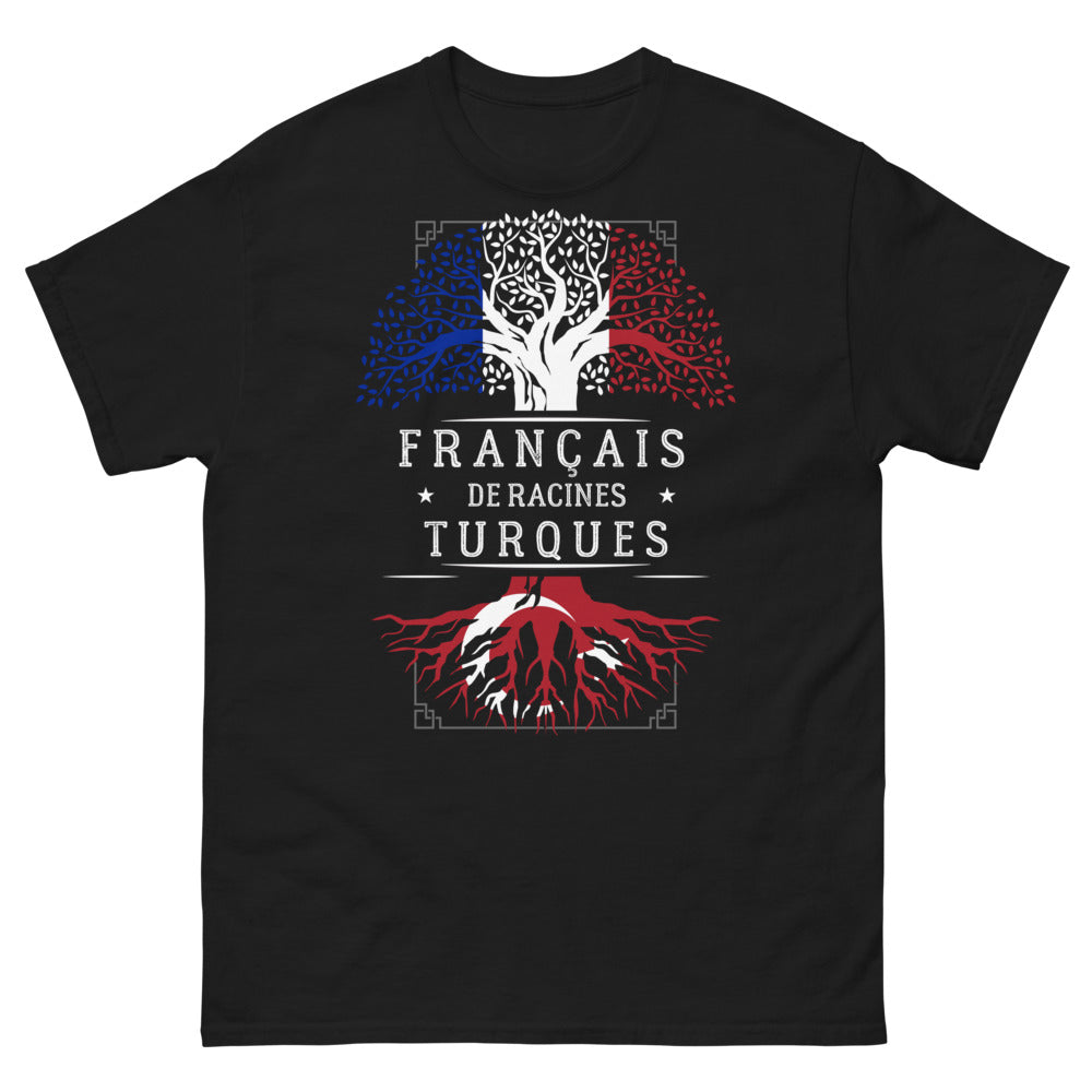 T-shirt Français de Racines Turques noir - humour double culture