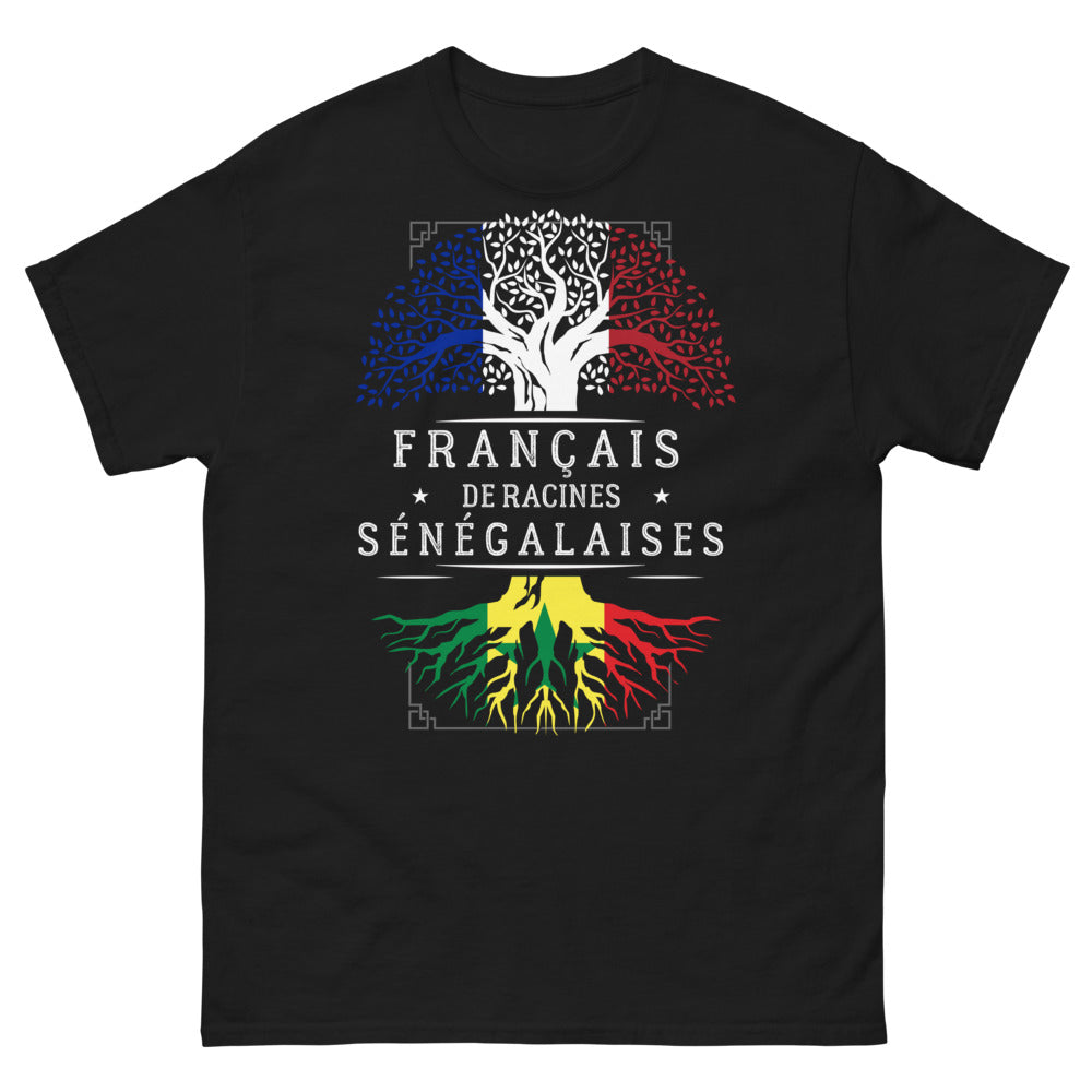 T-shirt Français de Racines Sénégalaises noir - double culture fière