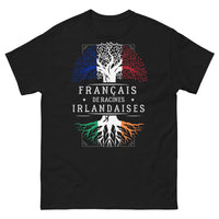 Thumbnail for T-shirt Français de Racines Irlandaises noir - baguette et trèfle