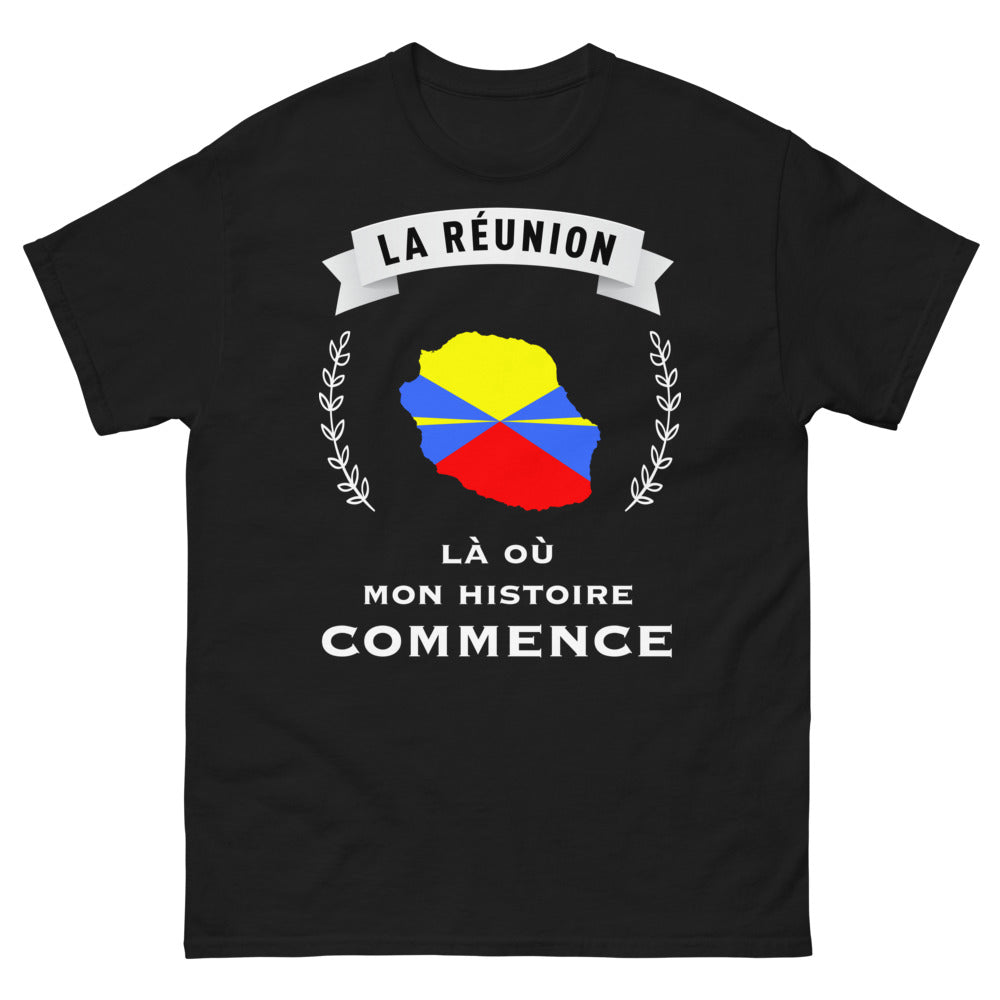 T-shirt La Réunion noir - Là où mon histoire commence