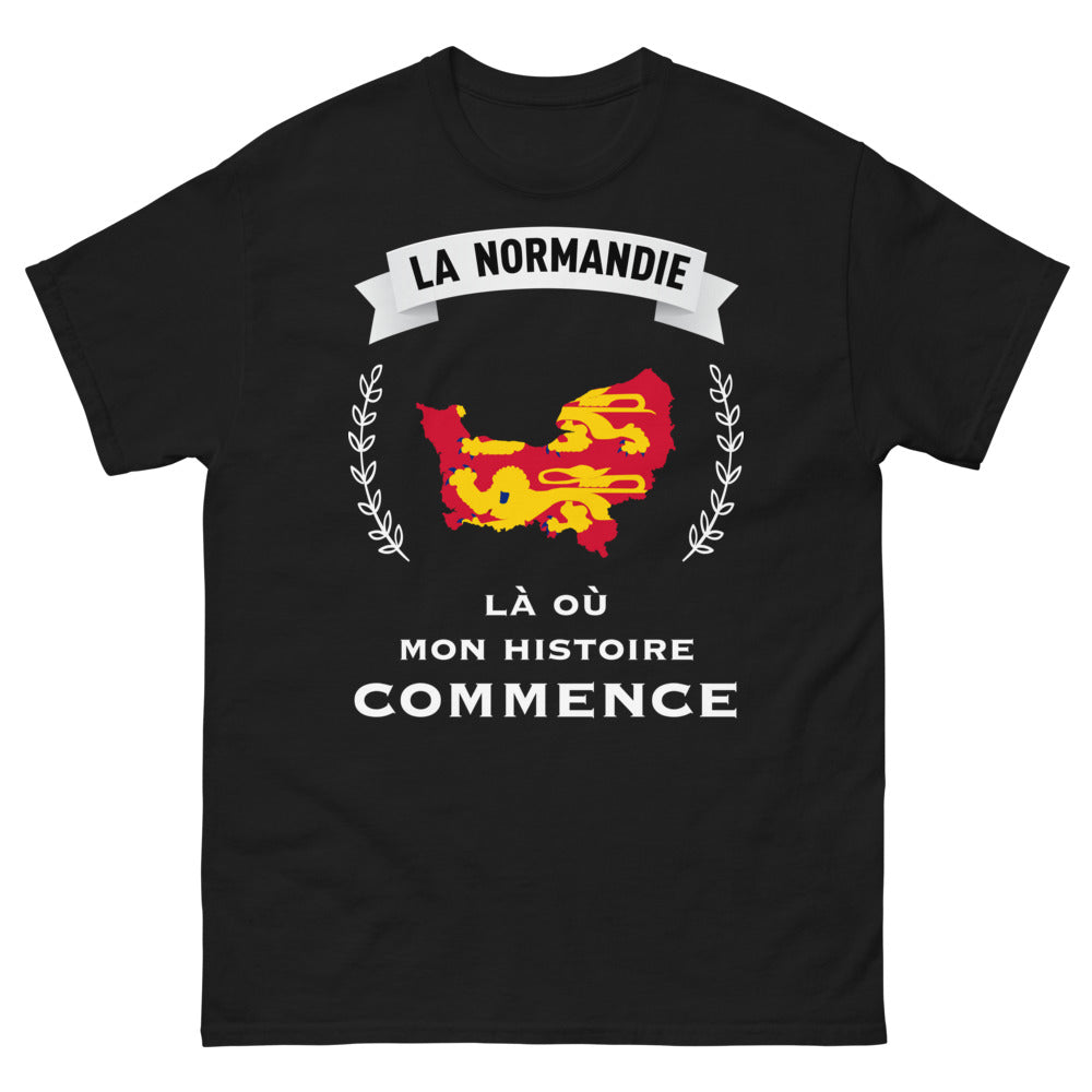 T-shirt Normandie noir - Mon histoire commence ici