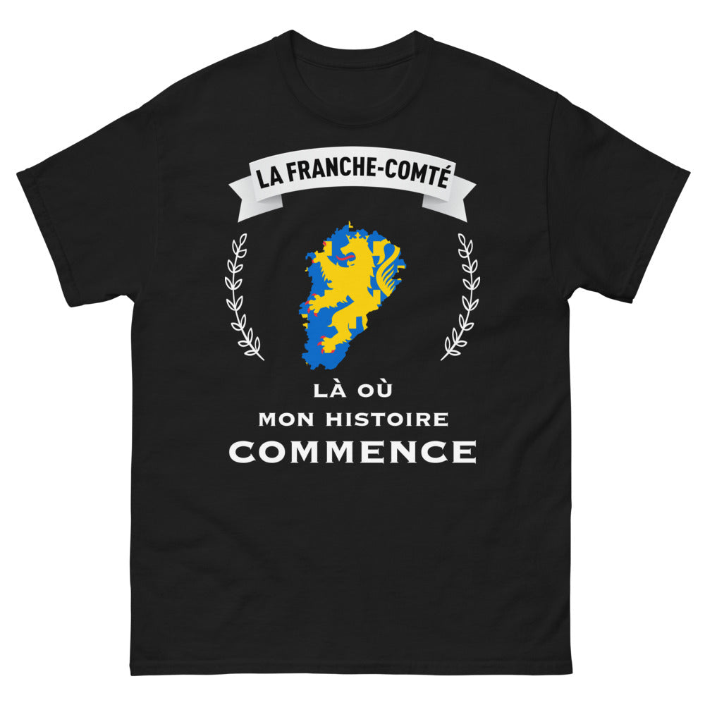 T-shirt Franche-Comté noir - Là où mon histoire commence