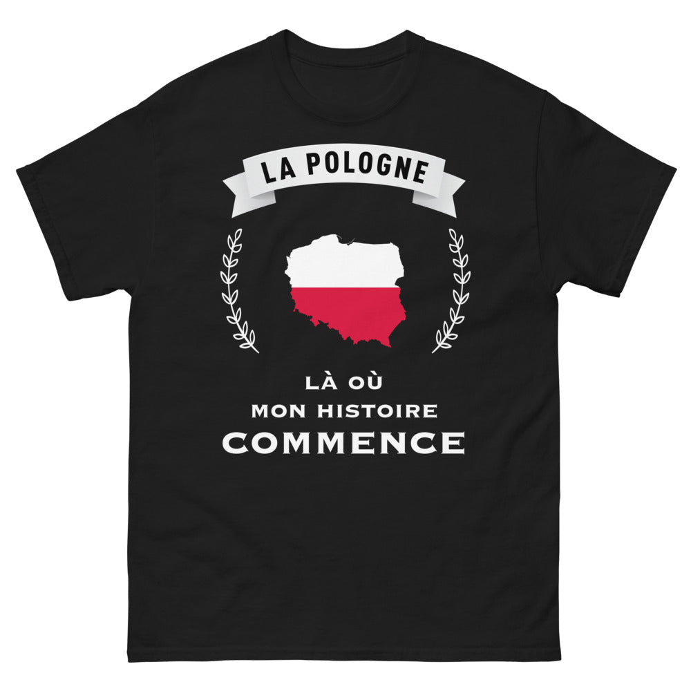 T-shirt Pologne noir - L'endroit où mon histoire commence