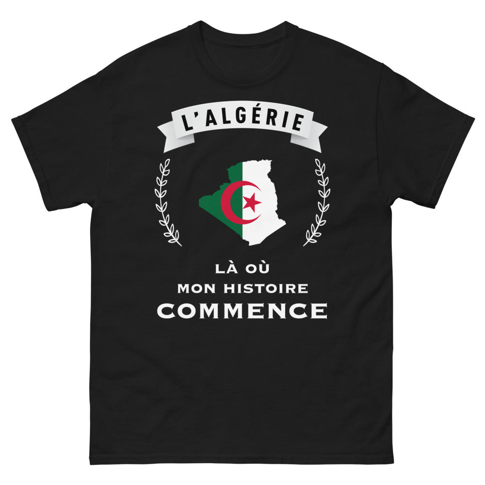 T-shirt Algérie noir face - Là où mon histoire commence
