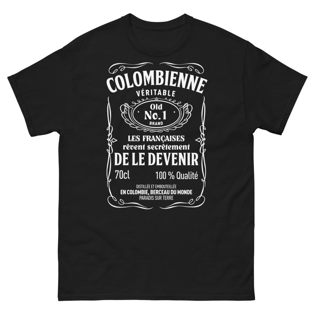 T-shirt Colombie noir - colombienne véritable, fierté distillée
