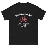 Thumbnail for T-shirt cycliste noir - La réalité est trop dure, je me tire faire du vélo