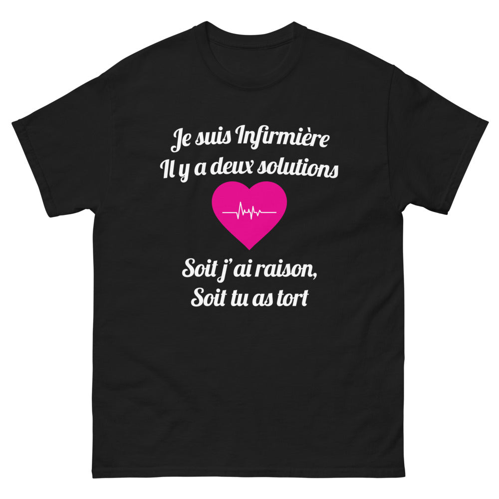 T-shirt infirmière noir - j'ai raison ou tu as tort