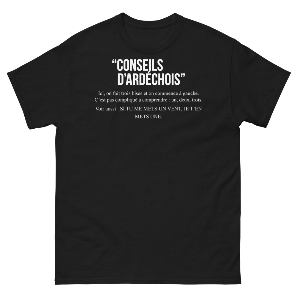 T-shirt Ardèche noir - conseils d'Ardéchois