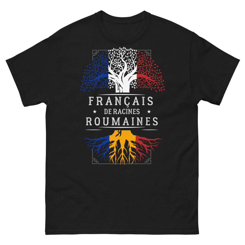 T-shirt Français de Racines Roumaines noir - origines unies