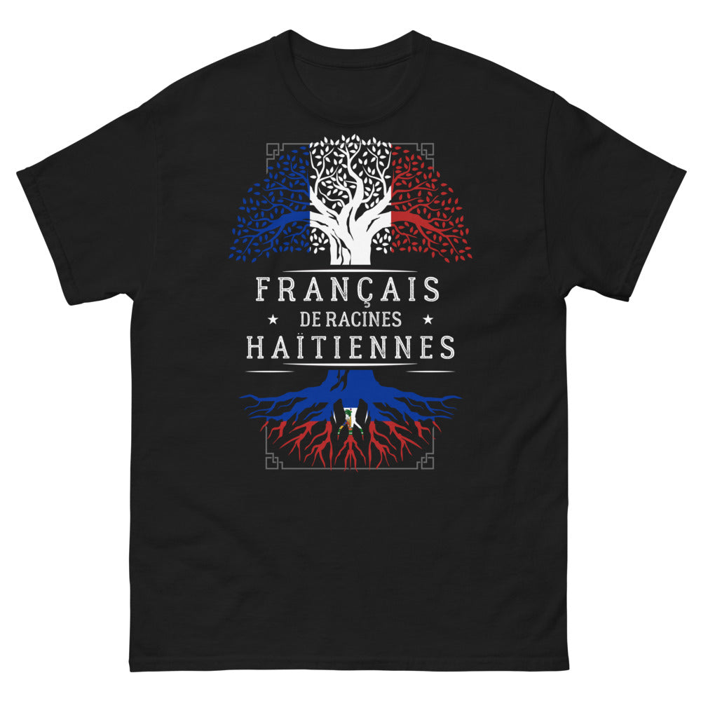 T-shirt Français de racines haïtiennes noir - design sombre