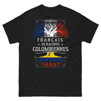 Thumbnail for T-shirt français de racines colombiennes noir - double fierté et café