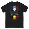 T-shirt Français de racines belges noir - clin d'œil humoristique