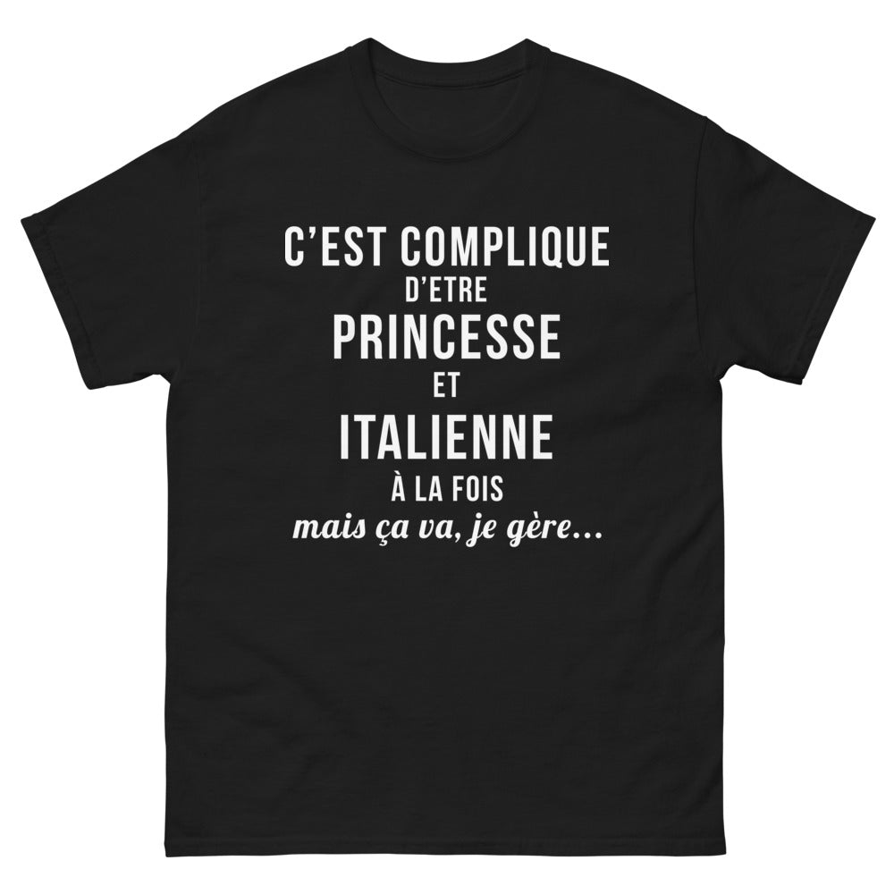 T-shirt princesses italiennes noir - C'est compliqué d'être princesses et Italienne