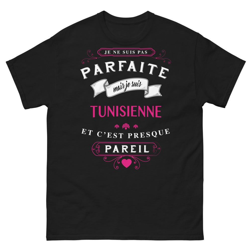 t-shirt tunisienne noir - je ne suis pas parfaite mais je suis tunisienne