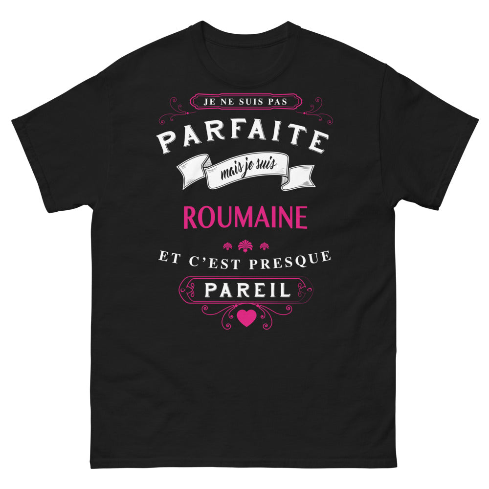 T-shirt Roumaine noir face - humour et fierté