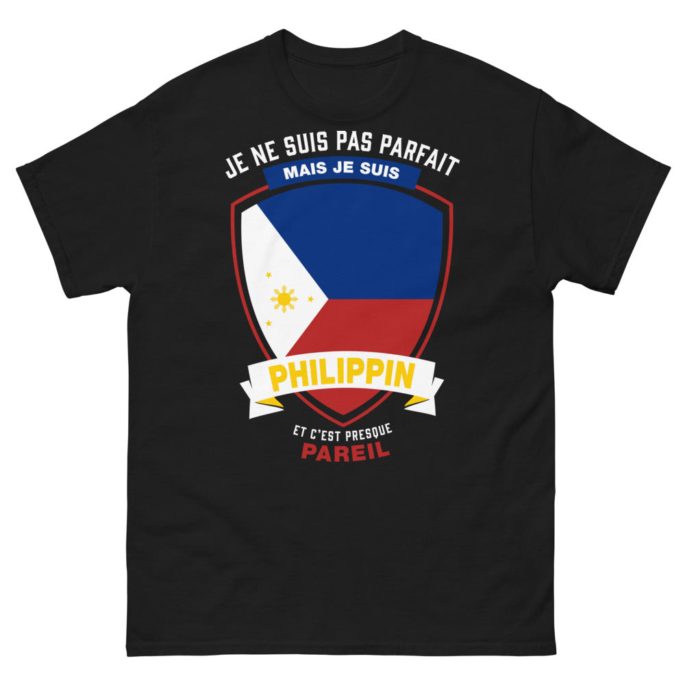 T-shirt Philippines noir - texte: Je ne suis pas parfait, mais je suis Philippin