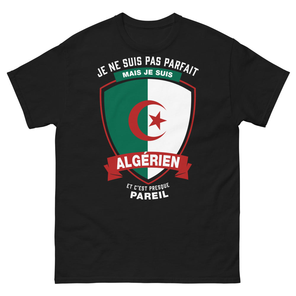 T-shirt Algérien noir - Je ne suis pas parfait, mais je suis Algérien