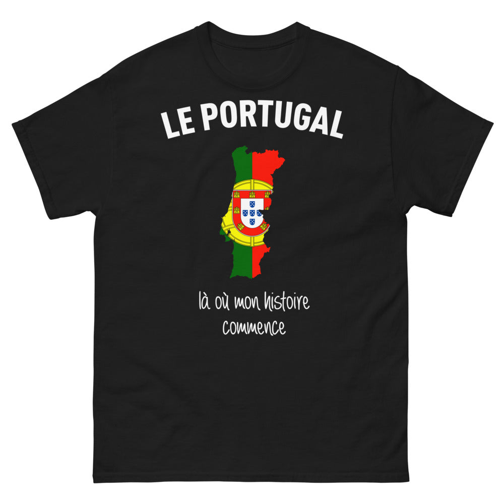 T-shirt Portugal noir - Là où mon histoire commence