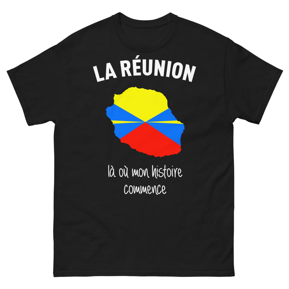 T-shirt La Réunion noir - là où mon histoire commence