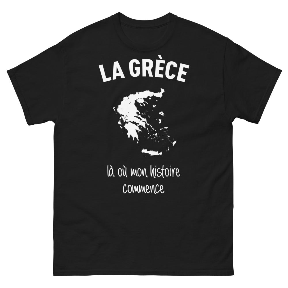 T-shirt La Grèce noir - là où mon histoire commence