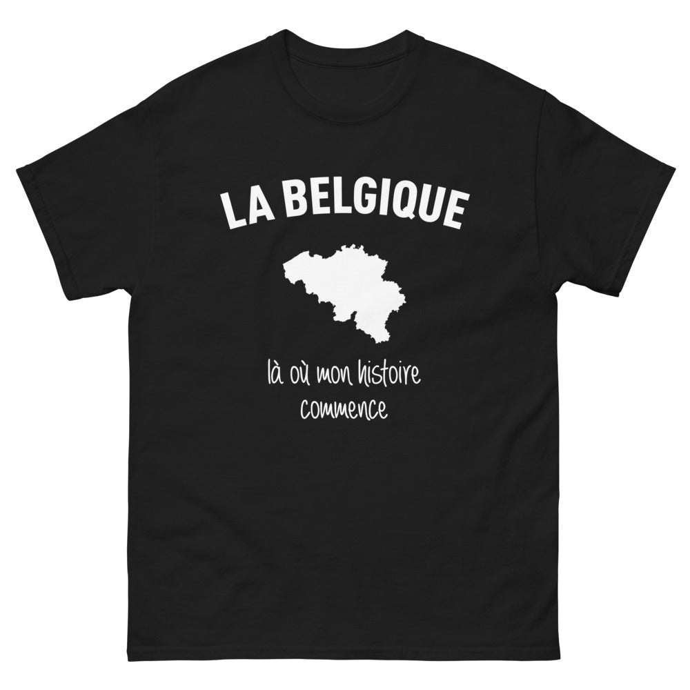 T-shirt Belgique noir - Là où mon histoire commence