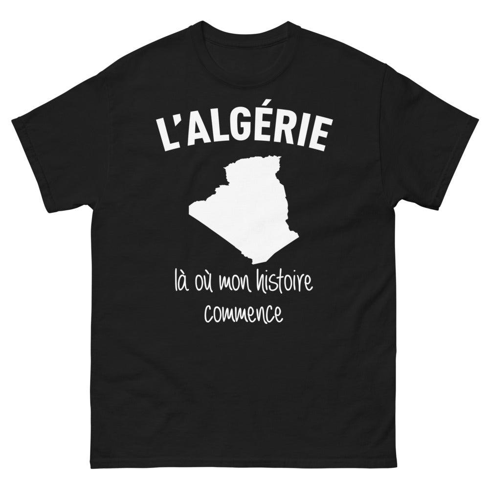 T-shirt Algérie noir - Là où mon histoire commence