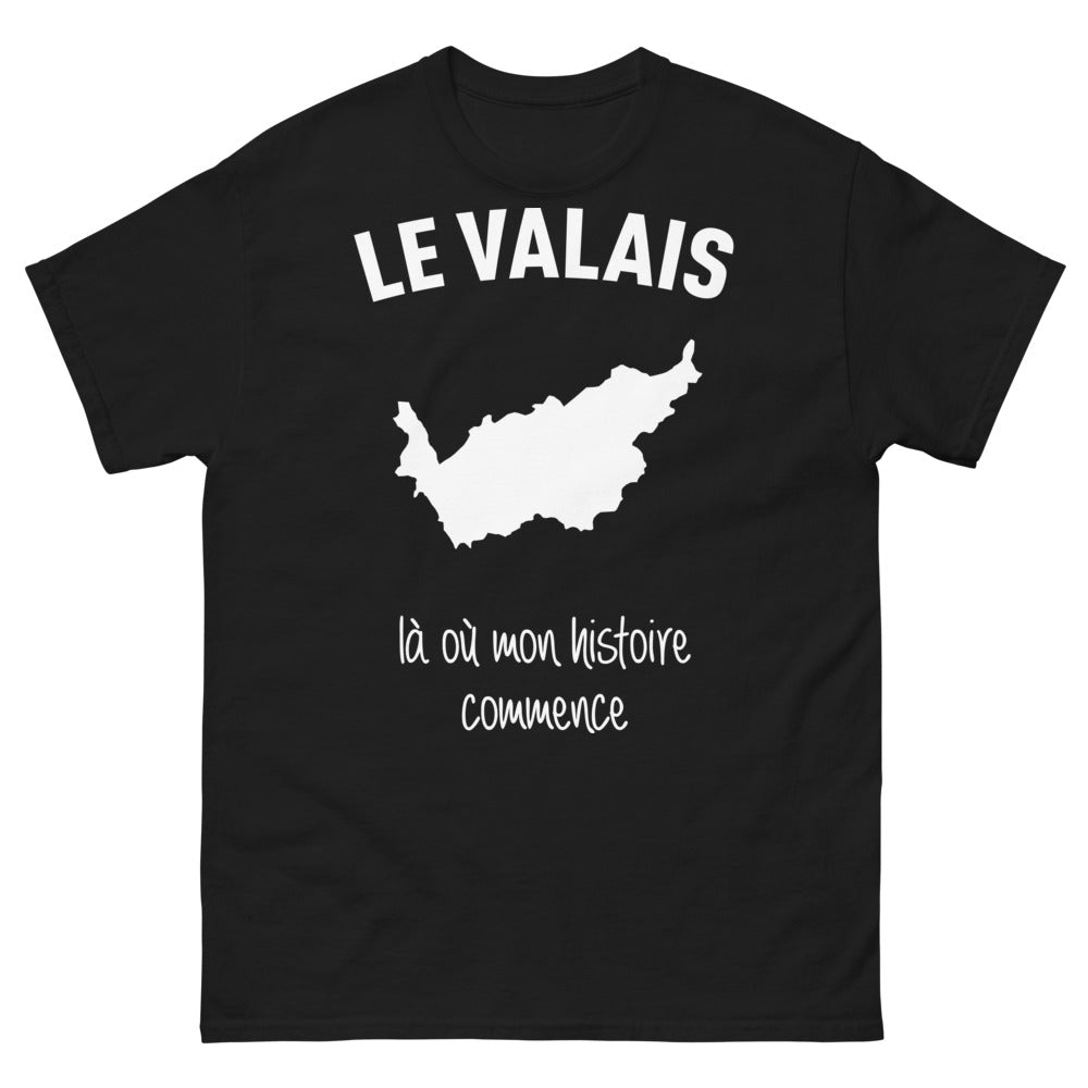 T-shirt Valais noir - Là où mon histoire commence