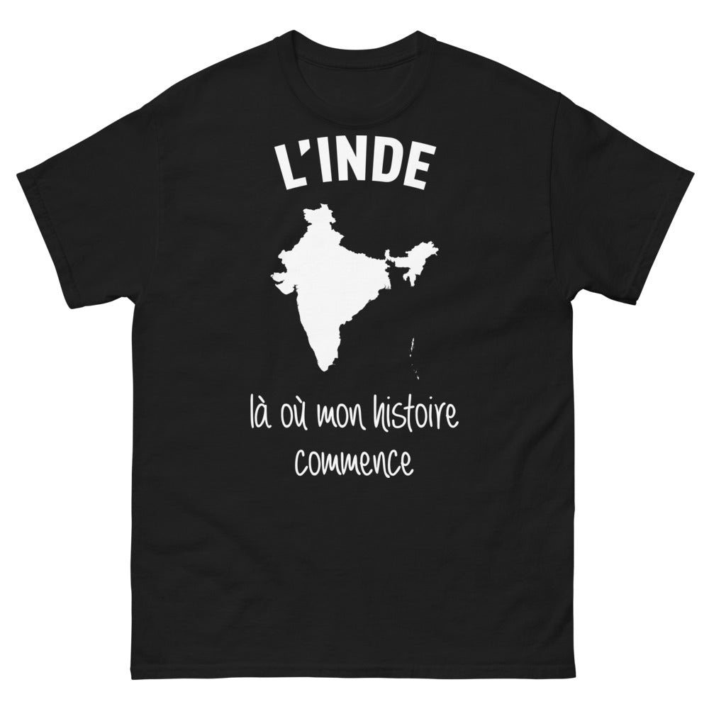 T-shirt Inde noir - L'Inde, là où mon histoire commence