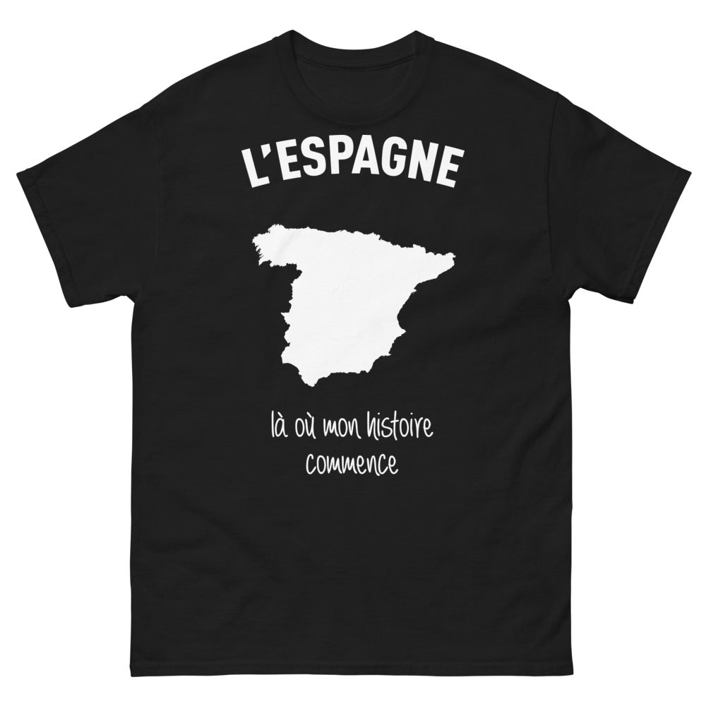 T-shirt Espagne noir - là où mon histoire commence