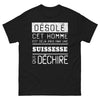 T-shirt Suisse noir - Désolé, cet homme est pris par une Suissesse